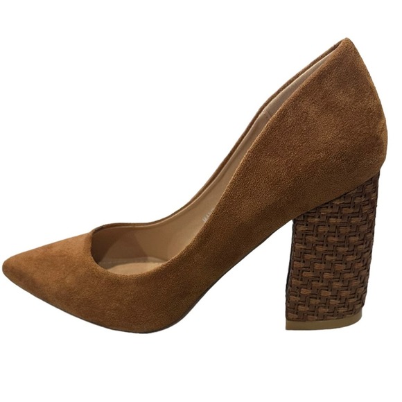 Vici Mary chestnut micro suede woven texture on block heel - Picture 4 of 11